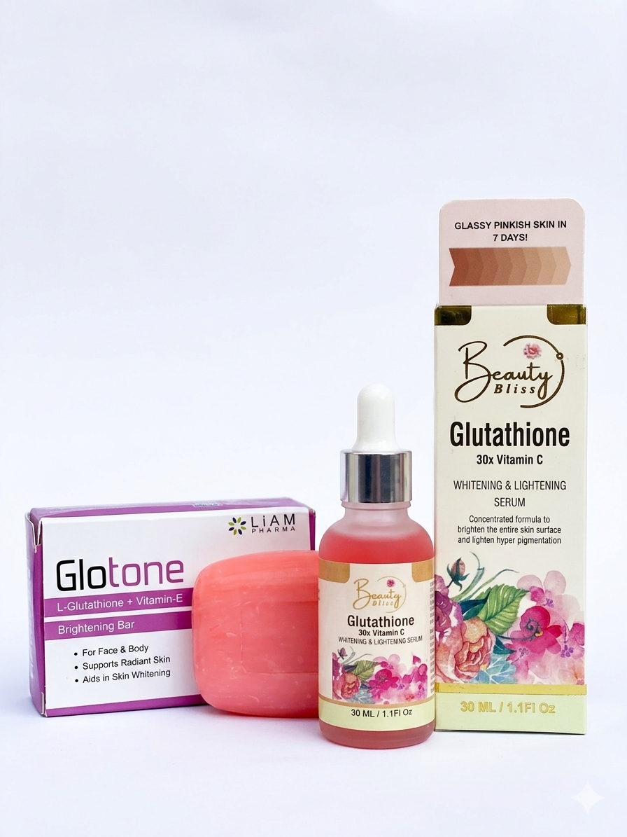 GLUTATHIONE + 30X VITAMIN C SERUM + GLUTAX SOAP FREE Hot 🔥 Sale