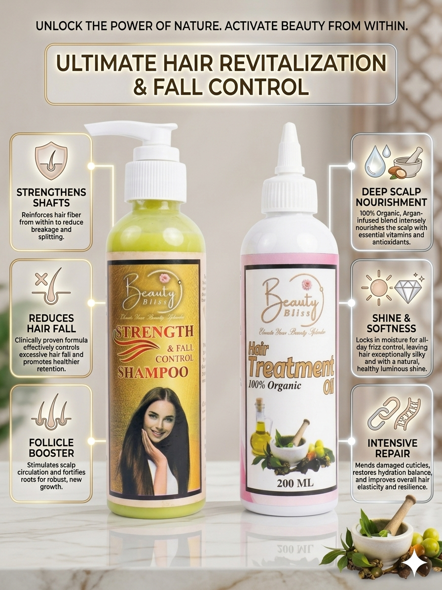 Pack Of 2 Hair Treatment Oil + Shampoo FREE 100% Organic 200 ML