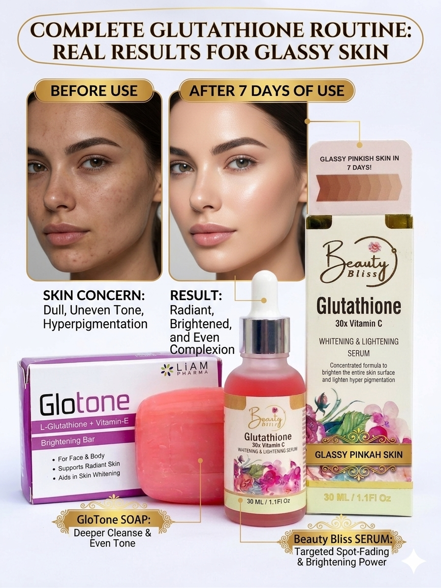 GLUTATHIONE + 30X VITAMIN C SERUM + GLUTAX SOAP FREE Hot 🔥 Sale