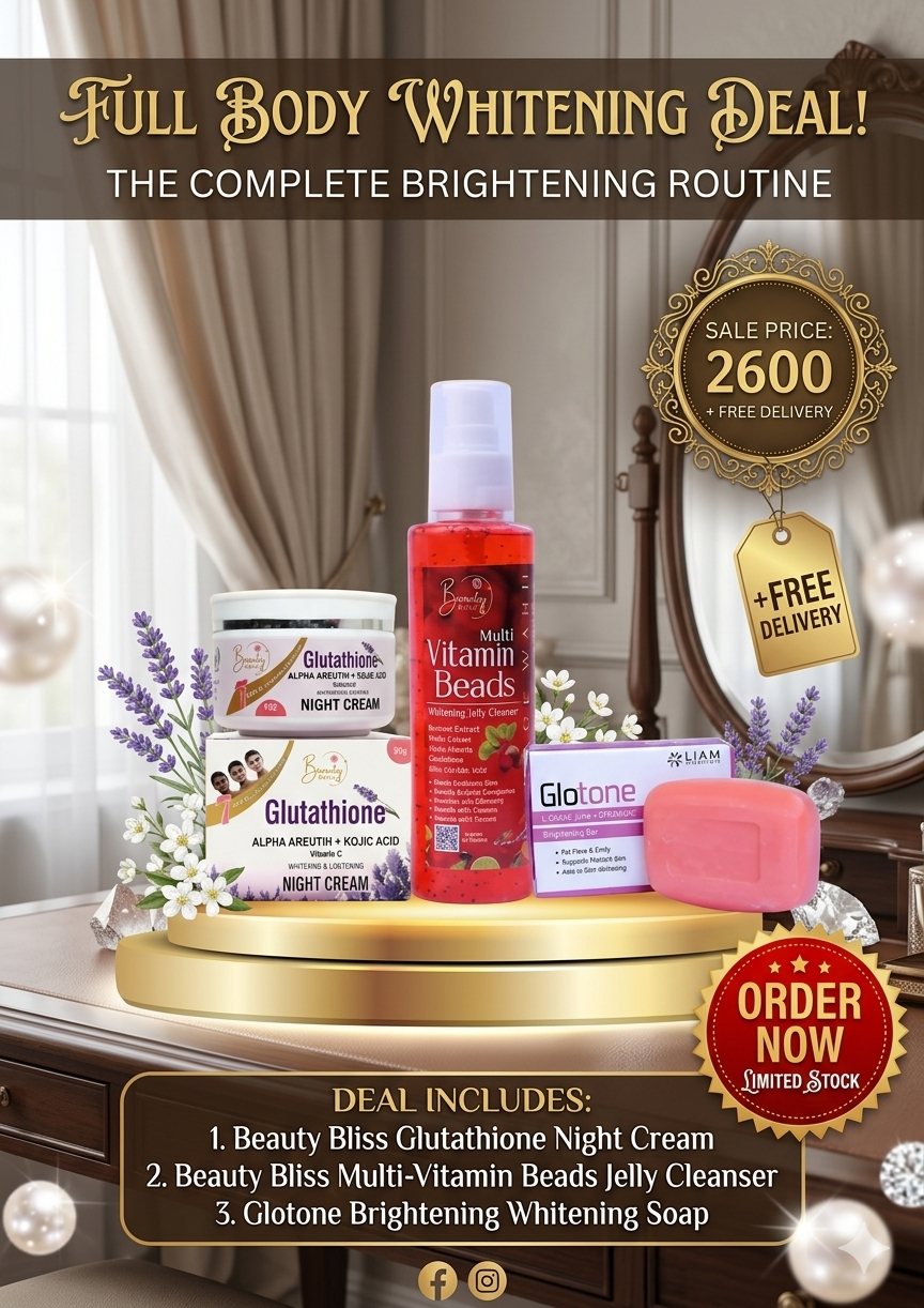FULL BODY WHITENING DEAL 1 Glutathione Night Cream Big + 1 Face Wash + 1 Soap