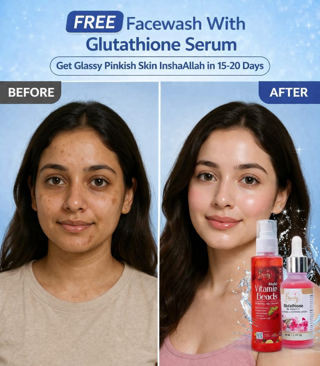 Glutathione Whitening Serum +FREE Vitamin Beads Jelly Cleanser Face Wash Combo Deal