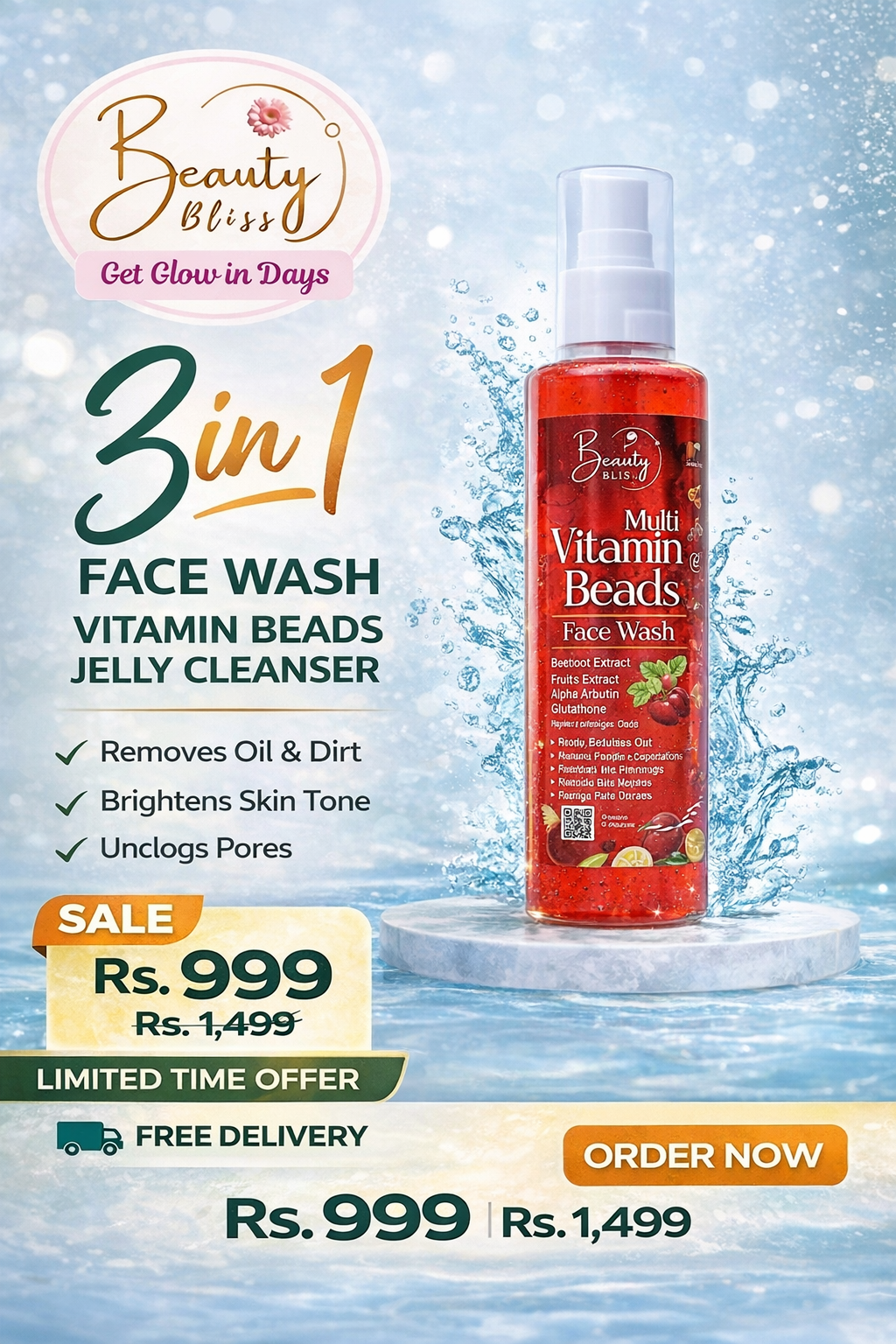 Face wash Multi Vitamins Beads Jelly Cleanser